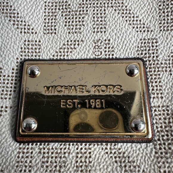 Michael Kors Bradford Crossbody MK Logo Flap Bag Beige/Brown Adjustable Strap - Picture 6 of 16